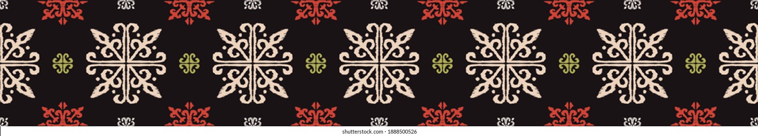 Christmas drawing with snowflakes. The Nordic style. Folk print with flakes. Scandinavian, Portuguese ornament. Spanish porcelain. Oriental damask. Ethnic motif. Ikat geometric folklore background. 