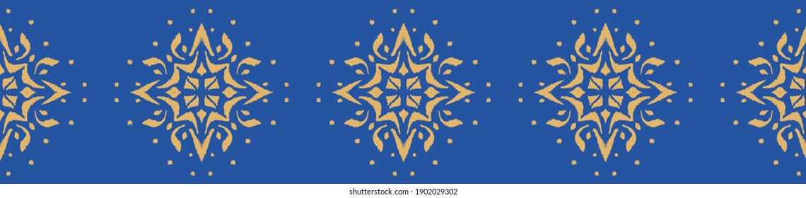 Christmas drawing with snowflakes. The Nordic style. Folk print with flakes. Scandinavian, Portuguese ornament. Spanish porcelain. Oriental damask. Ethnic motif. Ikat geometric folklore background. 