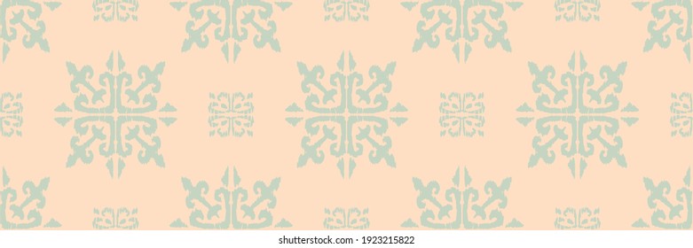 Christmas drawing with snowflakes. The Nordic style. Folk print with flakes. Scandinavian, Portuguese ornament. Spanish porcelain. Oriental damask. Ethnic motif. Ikat geometric folklore background. 