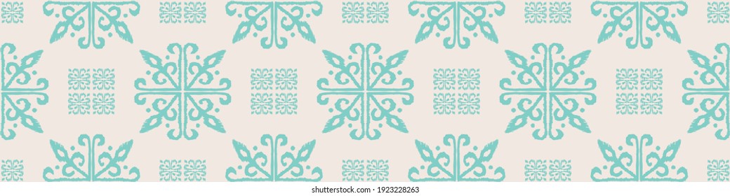 Christmas drawing with snowflakes. The Nordic style. Folk print with flakes. Scandinavian, Portuguese ornament. Spanish porcelain. Oriental damask. Ethnic motif. Ikat geometric folklore background. 