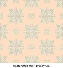 Christmas drawing with snowflakes. The Nordic style. Folk print with flakes. Scandinavian, Portuguese ornament. Spanish porcelain. Oriental damask. Ethnic motif. Ikat geometric folklore background. 
