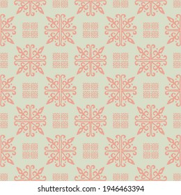 Christmas drawing with snowflakes. The Nordic style. Folk print with flakes. Scandinavian, Portuguese ornament. Spanish porcelain. Oriental damask. Ethnic motif. Ikat geometric folklore background. 