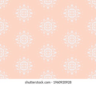 Christmas drawing with snowflakes. The Nordic style. Folk print with flakes. Scandinavian, Portuguese ornament. Spanish porcelain. Oriental damask. Ethnic motif. Ikat geometric folklore background. 