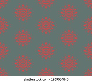 Christmas drawing with snowflakes. The Nordic style. Folk print with flakes. Scandinavian, Portuguese ornament. Spanish porcelain. Oriental damask. Ethnic motif. Ikat geometric folklore background. 