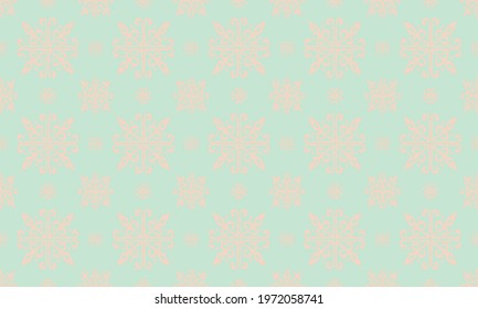 Christmas drawing with snowflakes. The Nordic style. Folk print with flakes. Scandinavian, Portuguese ornament. Spanish porcelain. Oriental damask. Ethnic motif. Ikat geometric folklore background. 