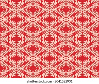 Christmas drawing with snowflakes. The Nordic style. Folk print with flakes. Scandinavian, Portuguese ornament. Spanish porcelain. Oriental damask. Ethnic motif. Ikat geometric folklore background.
