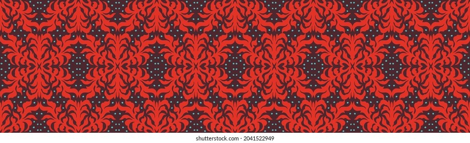 Christmas drawing with snowflakes. The Nordic style. Folk print with flakes. Scandinavian, Portuguese ornament. Spanish porcelain. Oriental damask. Ethnic motif. Ikat geometric folklore background.