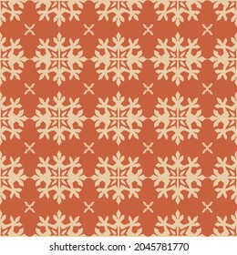 Christmas drawing with snowflakes. The Nordic style. Folk print with flakes. Scandinavian, Portuguese ornament. Spanish porcelain. Oriental damask. Ethnic motif. Ikat geometric folklore background. 