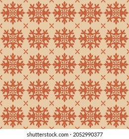 Christmas drawing with snowflakes. The Nordic style. Folk print with flakes. Scandinavian, Portuguese ornament. Spanish porcelain. Oriental damask. Ethnic motif. Ikat geometric folklore background. 