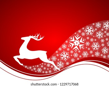 Christmas dream background with flying reindeer