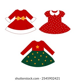 Christmas Dress Costume For Kids. Chritsmas Outfit Illustration