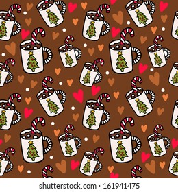christmas drink cacao seamless pattern