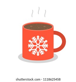 Christmas drink, hot coffee, hot chocolate, flat design