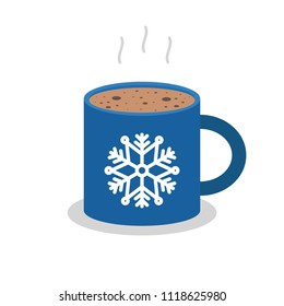 Christmas drink, hot coffee, hot chocolate, flat design