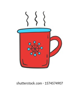 Christmas drink mug. New Year illustration. Vector illustration.