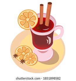 Christmas drink mulled wine. Hot mulled wine for design