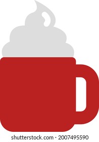 Christmas drink with whipped cream, illustration, vector on a white background.