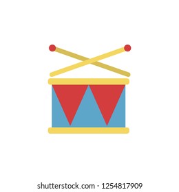 Christmas drum. Simple hand drawn color element illustration. Christmas drum outline symbol design from Christmas set