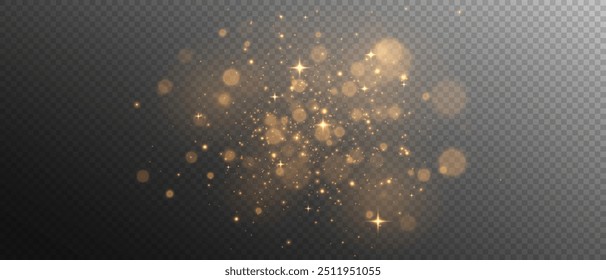 Christmas Dust. Christmas Bokeh Lights. Festive Designs.White png dust light. Christmas background of shining dust. Spark overlay. Holiday powder dust for cards, invitations, banners, and ads.