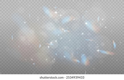 Christmas Dust. Christmas Bokeh Lights. Festive Designs. Png dust light. Christmas background of shining dust. Spark overlay. Holiday powder dust for cards, invitations, banners, and ads.