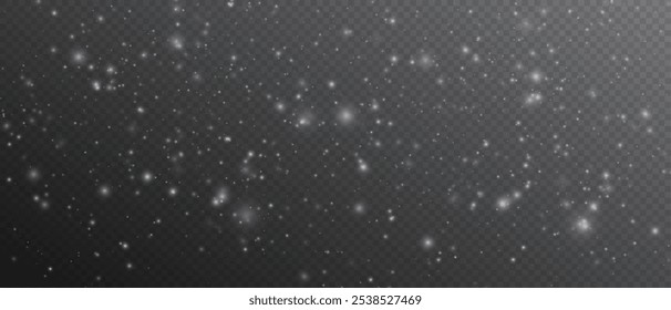 Christmas Dust. Christmas Bokeh Lights. Festive Designs.White png dust light. Christmas background of shining dust. Spark overlay. Holiday powder dust for cards, invitations, banners, and ads.