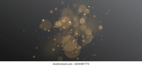 Christmas Dust. Christmas Bokeh Lights. Festive Designs.White png dust light. Christmas background of shining dust. Spark overlay. Holiday powder dust for cards, invitations, banners, and ads.