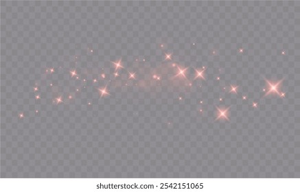 Christmas dust glowing bokeh confetti light and glitter texture overlay for your design. Festive sparkling red dust png. Holiday powder dust for cards, invitations, banners.