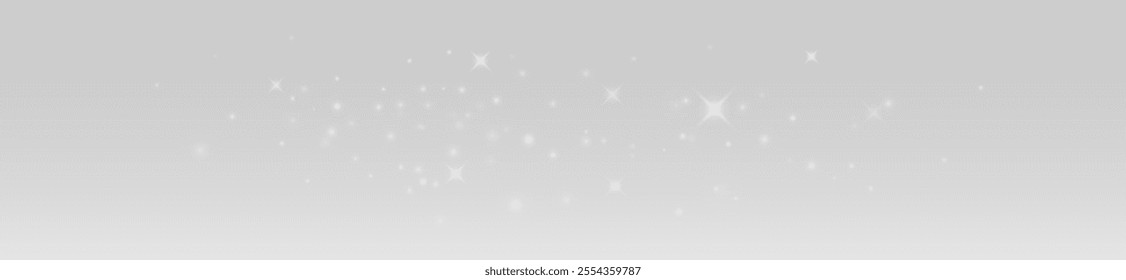 Christmas dust glowing bokeh confetti light and glitter texture overlay for your design. Festive sparkling dust on white background , vector graphics .