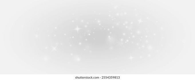 Christmas dust glowing bokeh confetti light and glitter texture overlay for your design. Festive sparkling dust on white background , vector graphics .