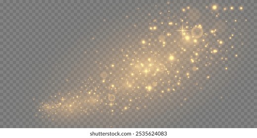 Christmas dust glowing bokeh.Gloves light effect. Gold glitter dust.Vector.EPS10.