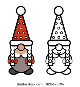 christmas dwarf girl set vector