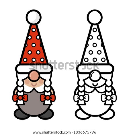 christmas dwarf girl set vector