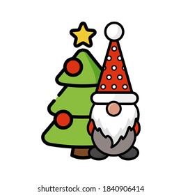 christmas dwarf vector with christmas tree