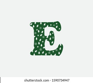 Christmas E Letter Logo icon. E Vector design concept christmas letter material logo icon for initial banner, poster.