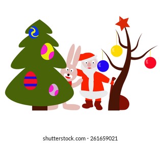 Christmas and Easter are lost, Vector illustration