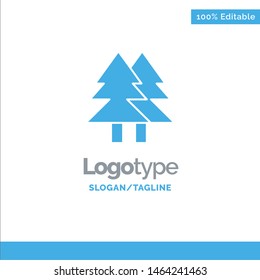 Christmas, Eco, Environment,  Merry Blue Solid Logo Template. Place for Tagline. Vector Icon Template background