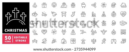 Christmas editable line icons set. festive and holiday symbols collection