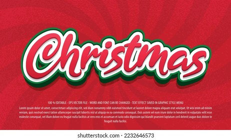Christmas editable text effect template with 3d style use for logo and business brand
