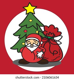 christmas edition cute santa claus mascot cartoon illustration. Indonesia, salatiga city 14 january 2022.