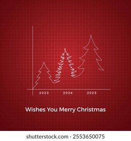 Christmas education concept vector illustration of graph diagram on red background
