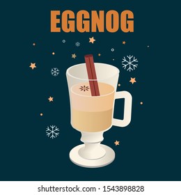 Christmas Eggnog,  Tasty holiday drinks.Hot cocktail with cinnamon and creamy foam.