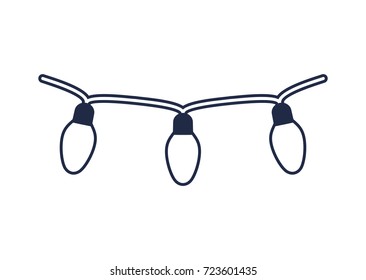 Christmas electric garland isolated vector icon. Merry christmas and happy new year symbol illustration.