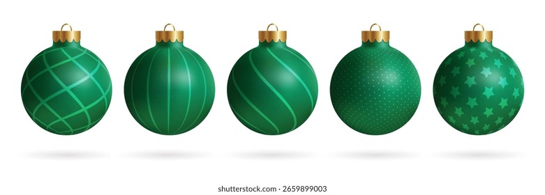 Christmas elegant balls vector set design. Christmas ball ornaments in shiny, silver, glossy pattern 3d round shape elements collection. Vector illustration bauble elegant set. 
