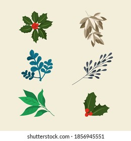 Christmas elegant floral leaf vector style