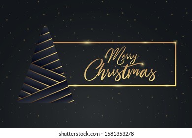 Christmas Elegant Luxury Background Tree Vector Illustration with Gold Elegance Banner Wallpaper