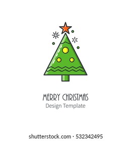 Christmas elegant spruce. Simple design card or invitation.