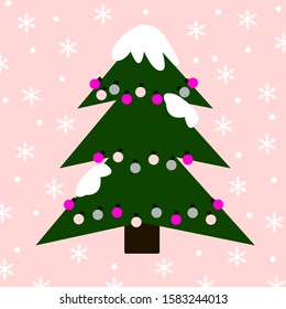Christmas elegant tree in the snow for Christmas and New Year
