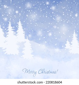 Christmas elegant vector  card with snow and fir trees