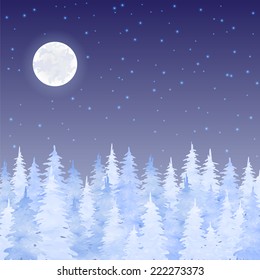 Christmas elegant vector  card with snow and fir trees