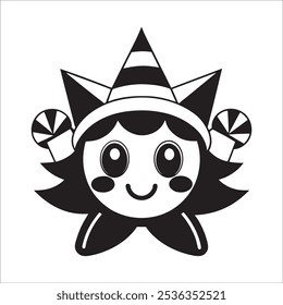 Christmas element black and white vector